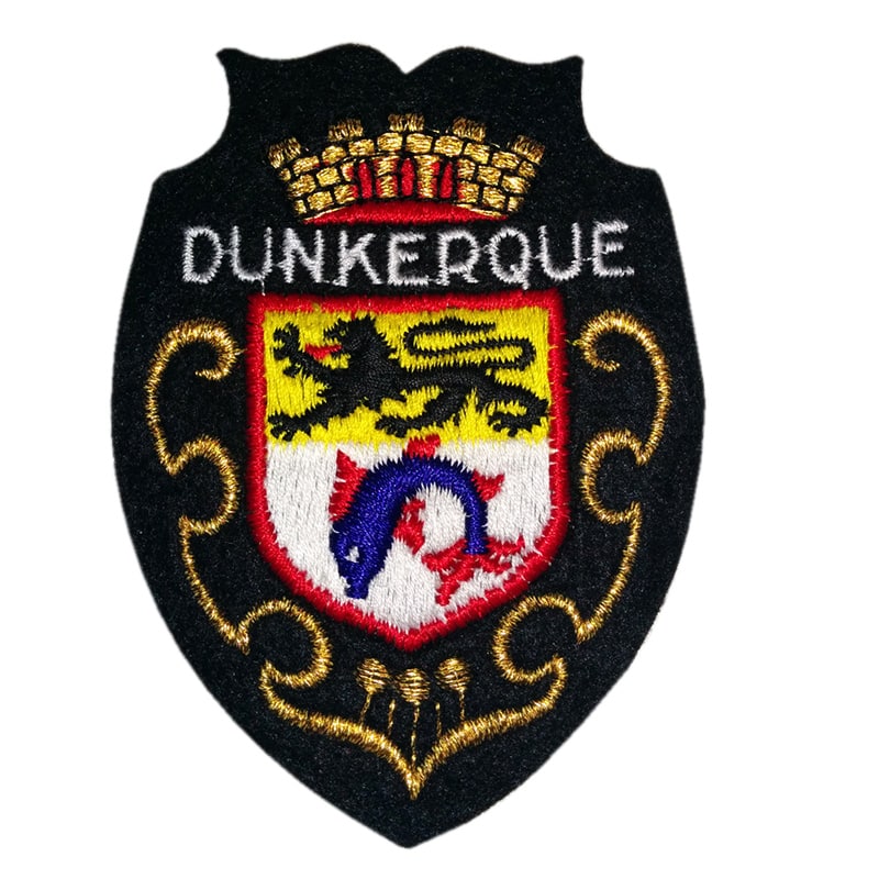 Badge dunkerque texte blanc sur fond noir dunkirk dynamo nord 59