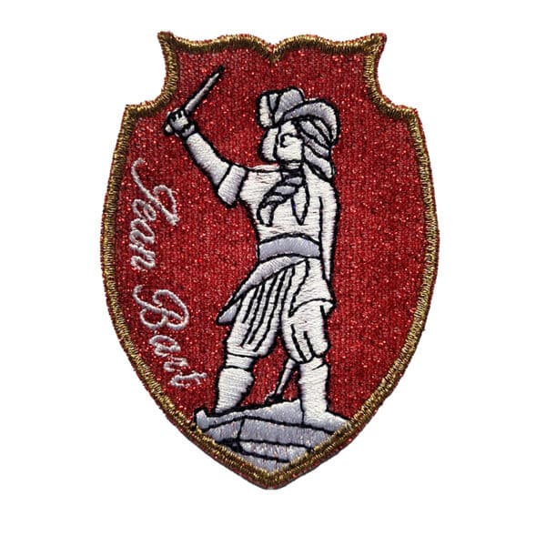 Écusson brodé à paillettes – Jean Bart - ROUGE - Patch à coudre