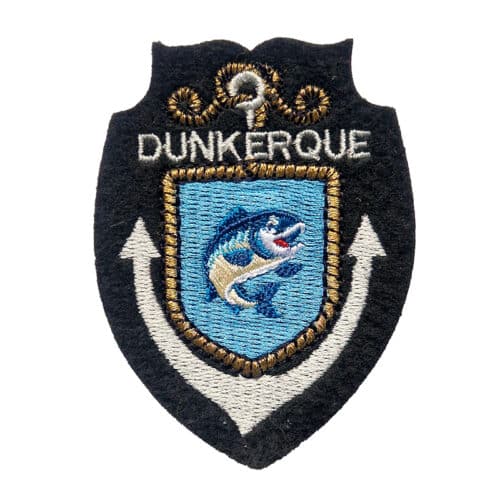 Écusson brodé- Dunkerque, le hareng et l'ancre -  Patch à coudre